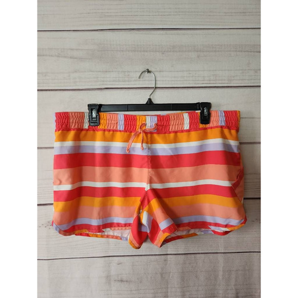 Columbia Women Athletic Boy Short Multicolor Striped Elastic Waist Drawstring XL - Picture 1 of 6